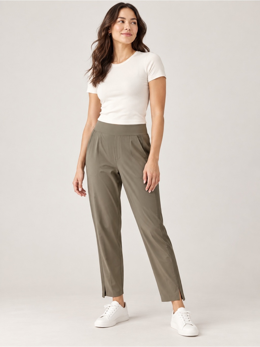 Athleta Brooklyn Ankle Pant Size 6 Olive Green Stretch Travel Pants 198671